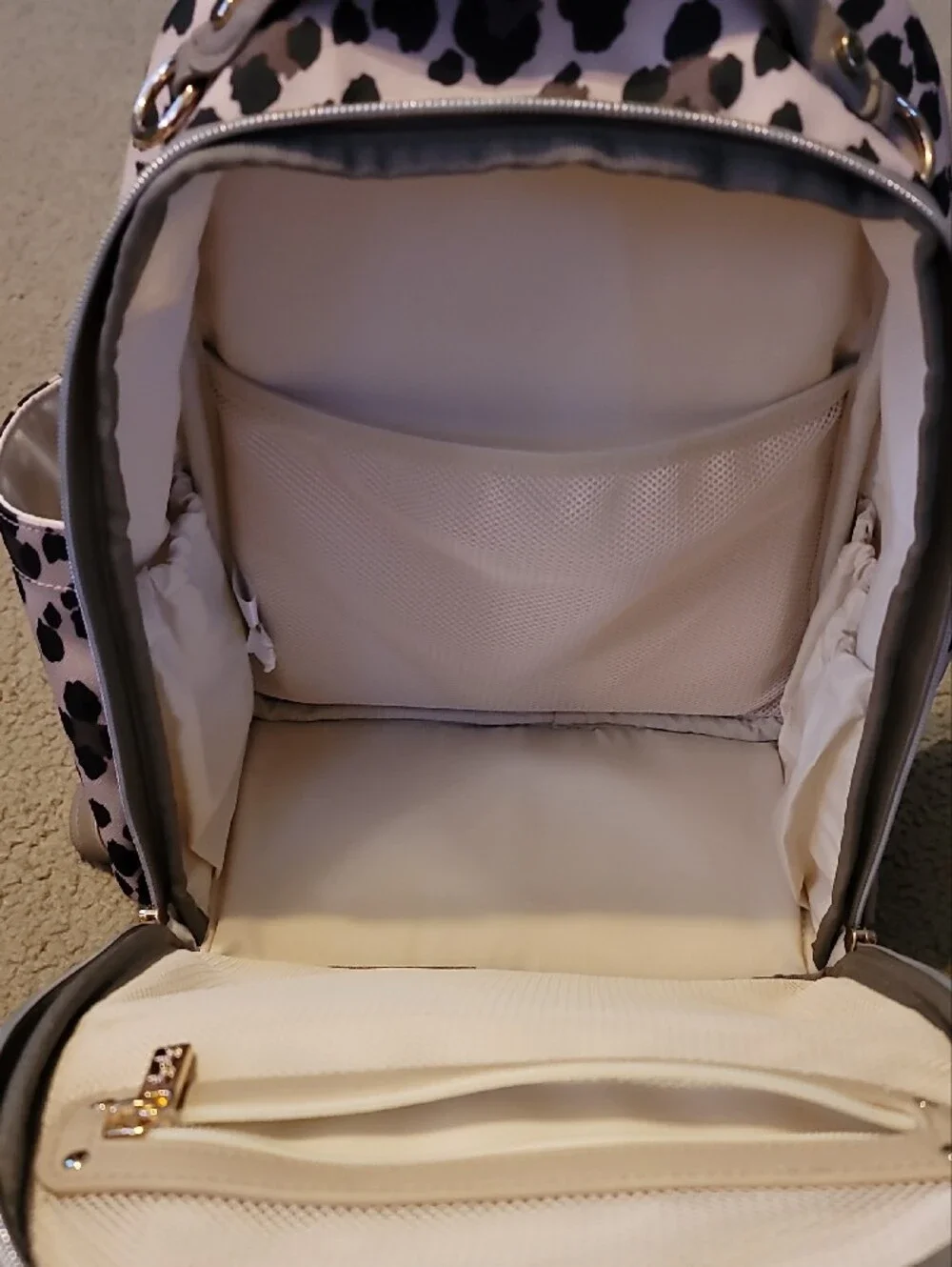 Itzy Ritzy Tan and Black Leopard Print Mini Backpack